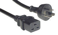 Power Cord C19,  Australian Plug , Black Color ,Five Metres Long , 15A rating