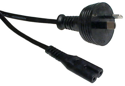 Power Cord C7,  Australian Plug , Black Color , 2 Metre Long